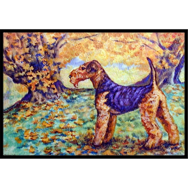 Jensendistributionservices Autumn Airedale Terrier Indoor & Outdoor Mat, 18 x 27 in. MI2556209 - main